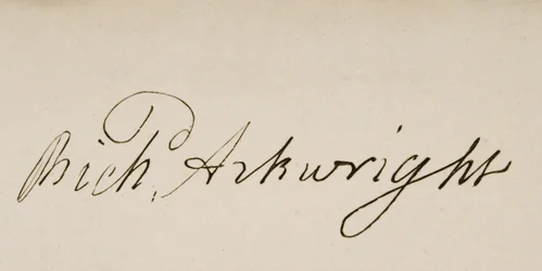 Handtekening van Sir Richard Arkwright (1732-93)